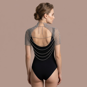 Armure de mode en maille d'acier inoxydable plaqué argent, forme irrégulière, design soudé - Product Image 1