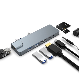 อะแดปเตอร์ SHL731 8 in 1 60W PD/RJ45/ 4K/USB <span class=keywords><strong>3</strong></span>.0 HUB สำหรับ <span class=keywords><strong>Surface</strong></span> <span class=keywords><strong>Pro</strong></span> <span class=keywords><strong>3</strong></span> / 4 / GO พร้อมแท่นวางขยายพอร์ต มีสินค้าพร้อมส่ง - Product Image 2