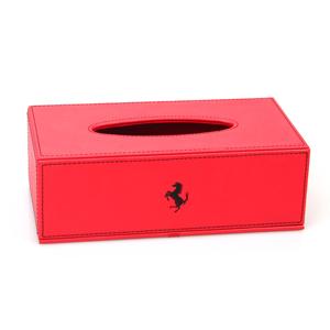 Support de mouchoirs en cuir PU rouge gaufré avec logo + MDF pour <span class=keywords><strong>voiture</strong></span>, boîte à mouchoirs en cuir, vente en gros - Product Image 4