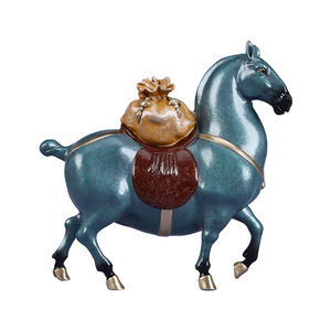 Adorno de caballo de cobre Copper World con bolsa de dinero, figura hecha a mano para decoración de escritorio de oficina en casa, regalo - Product Image 4