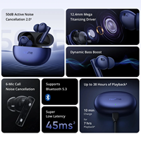 Audífonos Intrauditivos Realme Buds Air 5 Azul/Blanco con Indicador LED de Batería para V5.3, Resistencia al Agua IPX5, Chipset BES, Cancelación Activa de Ruido