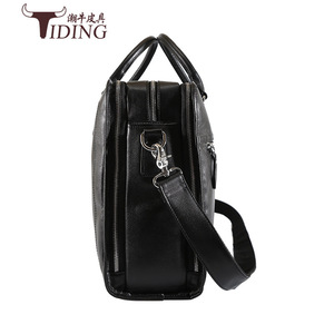 Tiding Genuine Leather Men's Business <b>Briefcase</b> 17-Inch Laptop Bag Large Capacity Crossbody Bag Black - Product Image 2