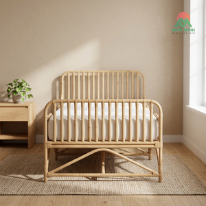 Cuna de Ratán Nhat Minh, Diseño Moderno, Cama para Bebés de 0 a 3 Años, Ecológica, Duradera, Acabado Natural, Hecha en Hanói - Product Image 4