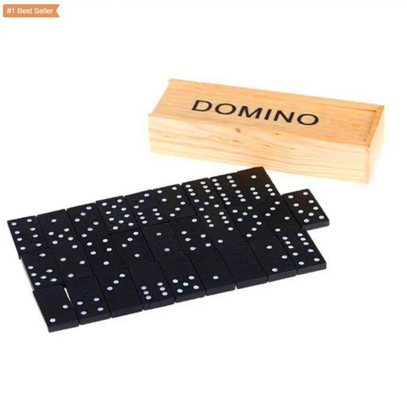 28pc giochi da tavolo in legno Domino viaggi divertenti giochi da tavolo Domino sussidi didattici 6 Set Puzzle Card giocattoli Domino neri