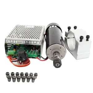 Kit de mini motor de 500W + fuente de alimentación + accesorio + plato de motor ER11 dc, diámetro de 52mm, CNC, fresado de grabado, husillo de refrigeración de aire de 500w