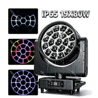 FEIYUEYUE DMX IP65 Resistente al Agua 19x80W RGBW+303x0.2W RGB Aura LED Cabeza Móvil con Zoom y Efecto Wash Ra96 5-50 Iluminación para Escenarios de Conciertos
