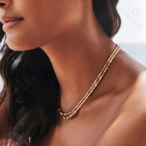 Conjunto de Collar Gargantilla de Bambú Gemnel: Plata 925 y Oro de 18K, Joyería de Diseño Inspirada en la Naturaleza de 16 Pulgadas - Product Image 2
