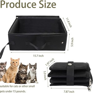 Foldable Fabric Cat Litter Bag Black Rectangle Portable Cat Toilet For Outings Washable - Product Image 5