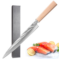 Offre Spéciale Couteaux Japonais de Sushi/Sashimi en Acier Inoxydable Damas 67 Couches 8-9,9 pouces avec Fourreau en Bois Finition Poli Miroir pour Cuisine
