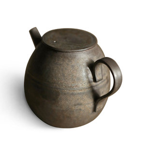 Handmade Coarse Pottery Teapot Rust Colored Glaze Round Shape Without Lid Kung Fu <b>Tea</b> <b>Set</b> - Product Image 5