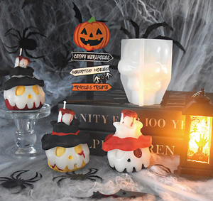 CARATTE 3D Halloween Citrouille Crâne Moules en Silicone pour Chocolat Fondant Mousse Gâteau Savon Cire Bougie Plâtre - Product Image 6