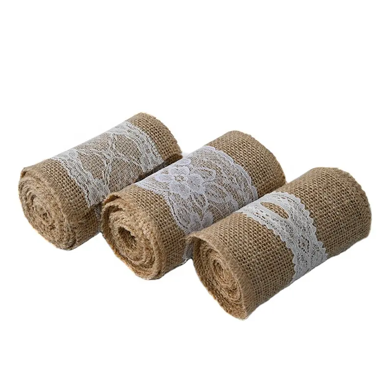 Lace-up Natural Jute Cloth Wedding, Gift Bag, Home Textiles and Other Decorative Fabric Small Roll