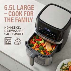Freidora de Aire <span class=keywords><strong>El</strong></span>éctrica Multifuncional de 6.5L con Pantalla LED Táctil, Acero Inoxidable, Antiadherente, Sin Aceite, Ventana Visible, para <span class=keywords><strong>el</strong></span> Hogar - Product Image 5
