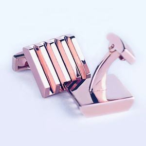 Gros gros boutons de manchette carrés en plaqué or rose boutons de chemise en métal personnalisés logo pour hommes mariage fiançailles fête cadeau tronqué - Product Image 3