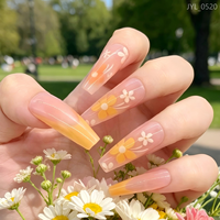 Faux ongles réutilisables en PMMA pour salon, motifs pré-dessinés, forme cercueil, longueur longue, vente en gros, OEM personnalisé, marque privée