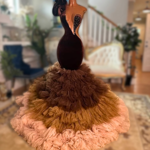 Ocstrade tùy chỉnh pha lê Sheer Tay Áo Burgundy Ruffle Tulle Train thanh lịch cộng với kích thước váy cưới bóng áo choàng cho phụ nữ cô dâu - Product Image 1