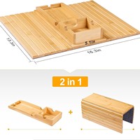 Plateau de canapé moderne en bambou - Pliable, multifonctionnel, rangement durable pour les collations et le thé, qualité alimentaire, un seul niveau
