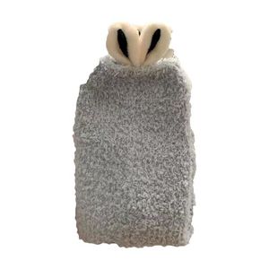 Girls' Coral Fleece <b>Socks</b> With Bunny Ears Thick Lined Warm Sleep Maternity Use Solid Color Polyester Fiber - Product Image 1