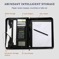 Carpeta Portafolio de Negocios de Cuero PU Negro con Cremallera, Funda para Tablet con Impresión por Sublimación UV y Laminación, 10.1 Pulgadas, Marca OEM