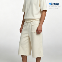 Pantalon Culotte Streetwear Personnalisé ODM à Taille Élastique, Jambes Larges, Volants et Ourlet Brut