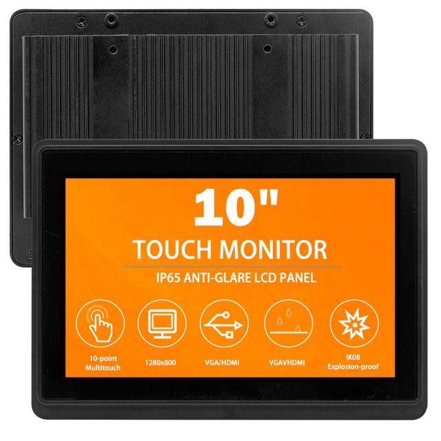 10.1 Inch Capacitive Touch Screen Monitors Ip65 Waterproof Outdoor Industrial Lcd Embedded Sunlight Readable Touch Monitor