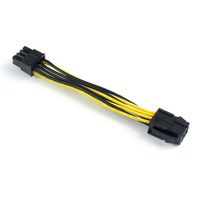 Adaptateur 10CM PCIe 6 broches à 8 broches, convertisseur de câble PCI-e 6 broches mâle à 8 broches femelle pour carte vidéo GPU alimentée PCI Express 8 broches