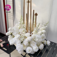 Dekorasi pernikahan cincin bunga Delphinium mawar putih hiasan tengah bunga karangan bunga untuk tempat lilin Candelabra