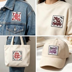 Patch brodé thermocollant en sergé, motif 'Sweet Girl' carré, pour la décoration de vêtements, sacs et jeans - Product Image 2