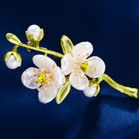 Broche Fleur de Mode en Cuivre et Zircon, Motif Branche Florale, pour Femme, Mariage, Fête, Accessoire Vestimentaire, Fleur de Poitrine