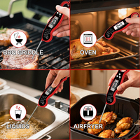 Sonde de cuisson numérique rapide et précise en plastique avec écran LCD, alimentée par piles, pliable, étanche IPX6 pour grillades intérieures et cuisine