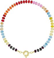 YIMEILI & 50+ Couleurs Collier d'été en pierres naturelles arc-en-ciel de 8MM/6MM avec fermoir en acier inoxydable plaqué or