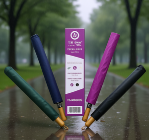 Ombrello Pieghevole TS GAWI 105cm con Stecche in Lega di Nylon e Manico in Legno, Apertura Manuale, Protezione da Sole e Pioggia, per Viaggi - Product Image 2