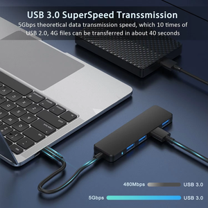 Station d'accueil USB a Hub de données portable en aluminium 3.0 à 4 ports USB avec câble pour MacBook, <span class=keywords><strong>Mac</strong></span> Pro/<span class=keywords><strong>mini</strong></span> - Product Image 6