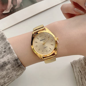 Montre N&S plaquée or 18 carats, grand cadran vintage, style rétro mi-siècle, bracelet élastique à ressort, montre à <span class=keywords><strong>quartz</strong></span> unisexe - Product Image 6