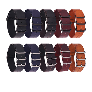 Classique noir marron 18mm 20mm 22mm <span class=keywords><strong>24mm</strong></span> acier inoxydable anneau boucle luxe rétro confortable bracelet de montre bracelet en cuir pratique - Product Image 6