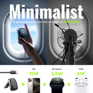 Universal 2 en 1 Dispositivos de estación de carga cargador inalámbrico Pad viaje Mini cargador inalámbrico para Iphone 16 Samsung - Product Image 5