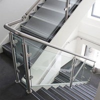 Rampe d'escalier intérieure moderne en acier inoxydable EKOO pour balcon, escalier, villa, appartement, avec poteau de fixation à pince