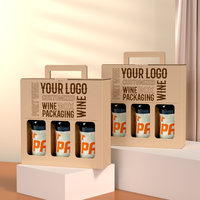 Caja de Cartón Corrugado Kraft Impresa Personalizada para 6 Botellas de Vino, Portátil, para Venta al por Mayor