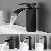 Robinet de lavabo cascade en acier inoxydable à bec large, style européen, monobloc, entrée/sortie 20 mm, eau chaude/froide, à commande manuelle