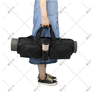 Bolsa de Yoga de Poliéster Negra con Múltiples Bolsillos, Resistente al Agua, para Deportes al Aire Libre, Almacenamiento de Esterilla de Yoga, Bolsa Deportiva - Product Image 1