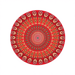 Tapisserie murale moderne hippie bohème écologique de haute qualité lavable en machine 90 x 84 pouces Éléphant rouge doré Scénique - Product Image 1