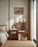 SINETIOR Ensemble de 8 boîtes de rangement modulaires empilables en bois d'acacia, organisateurs modernes pour la maison, étagère de présentation et décoration