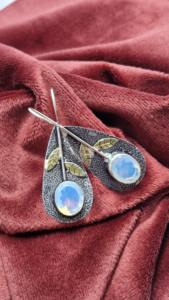 Pendientes Elegantes de Plata de Ley 925 con Ópalo de Fuego, Joyería Vintage Boho, Mejor Precio 2025 - Product Image 2