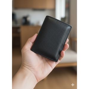 Tarjetero de Cuero de Cabra Negro Wriza, Diseño Práctico y Duradero, Artesanía Premium, Funda para Pasaporte para Uso Diario, India - Product Image 2