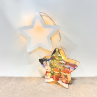 Nouvelle Lanterne LED Pentagramme de Noël 2026 à Sublimation, Impression Double Face, Cadre Photo, Style Poteau Portable pour Cadeau de Noël