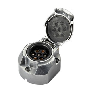 European Style 7 Pin Aluminum Alloy Trailer <b>Socket</b> Waterproof RV Adapter For Turn Signals - Product Image 1