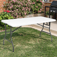 Table pliante en plastique de 6 pieds, table de salle à manger et de pique-nique en acrylique de 6 pieds, surface solide, longue et carrée, pliable