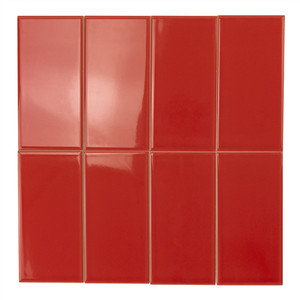 Piastrella rossa pura lucida 7,5x15 cm con bordi irregolari per pareti e pavimenti - Product Image 2