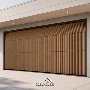 Porte de garage sectionnelle moderne avec miroir, cadre en aluminium, porte de garage en verre pour villa - Product Image 3