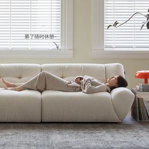 भालू सोफे की तुलना में कपड़े सोफाइड प्राचीन शैली, हल्के फ्रेंच रेट्रो क्रीम शैली डिजाइनर शैली, छोटे आकार के क्लाउड फैब्रिक सोफा - Product Image 5